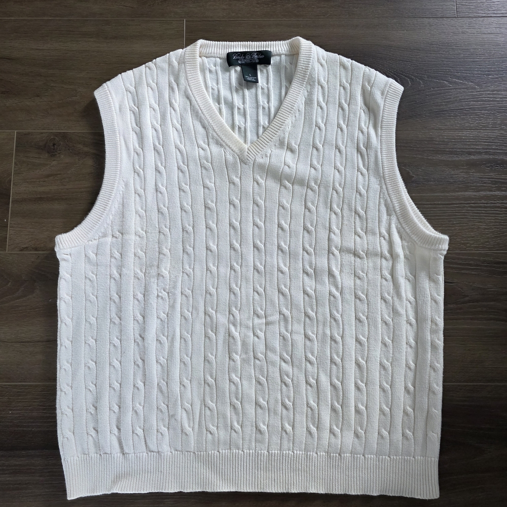 Brooks Brothers Country Club Ivory V-Neck Sweater Vest